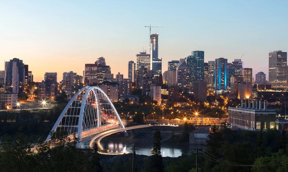 Edmonton, Alberta city-scape during sunset